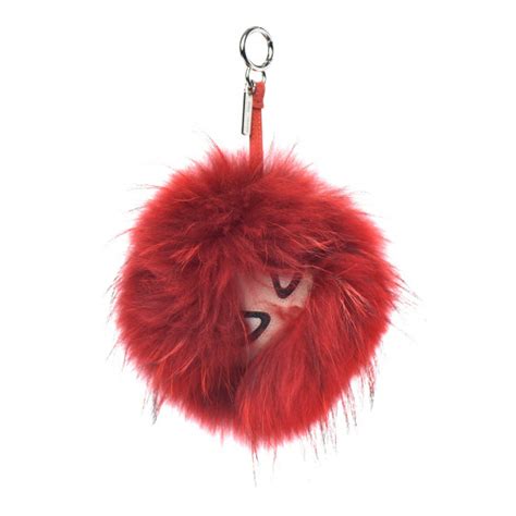 fendi textured-leather and fox monster bag charm|FENDI Fox Fur Snobius Monster Bag Bug Charm Red.